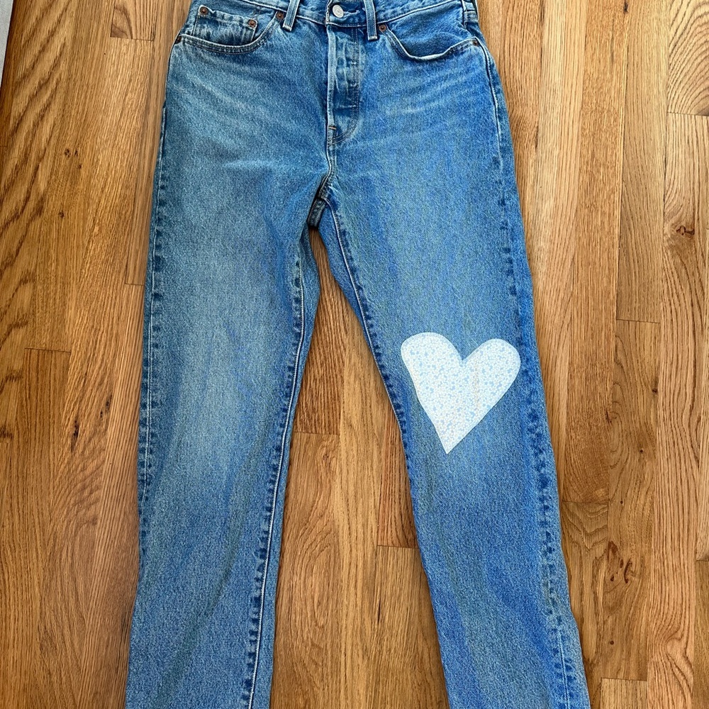 Heart patchwork Levi 501s- adorable size 27